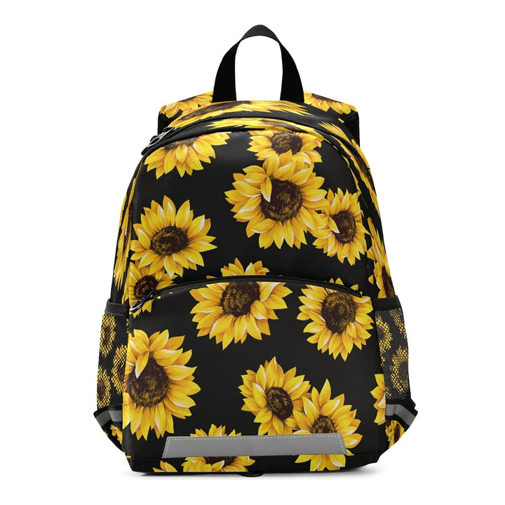 ALAZA Vintage Sunflower Toddler Backpack for Boys Girls Black Preschool Nursery with Safety Leash