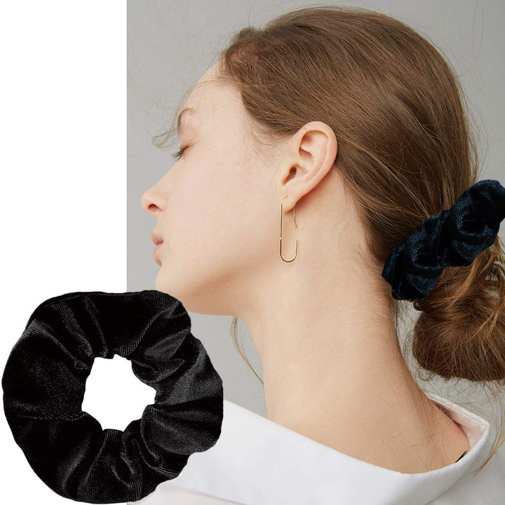 Guvass 2 Pack Hair Scrunchies Black Velvet Elastics Scrunchy Bobbles Soft Hair Bands Hair Ties for Women (Black)