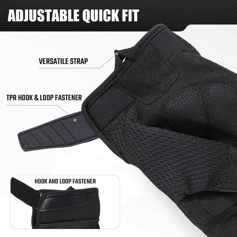 Tactical Gloves for Men Breathable Flexible Touch Screen Full Finger Gloves for Airsoft Paintball Motorcycle Cycling Camping Black M