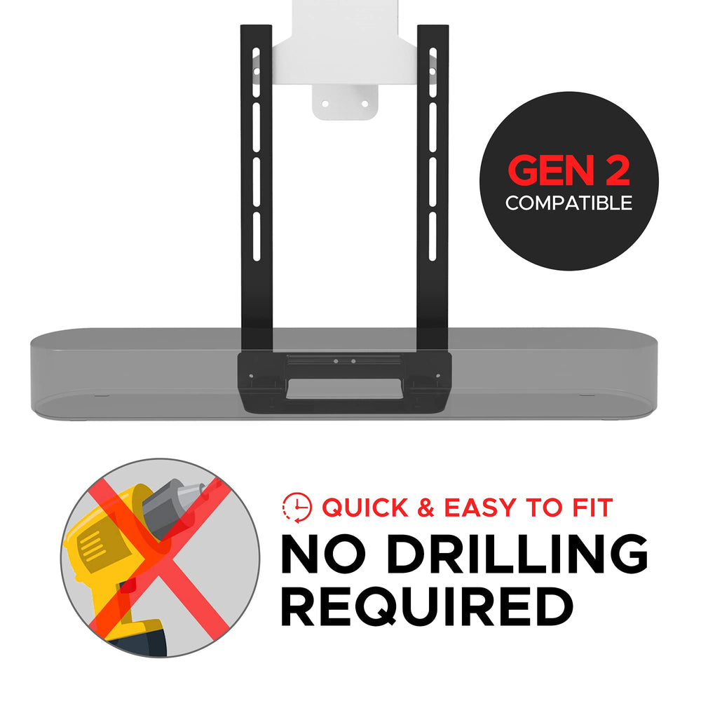 Soundbass Beam TV Mount, Compatible with Generation 1 & 2 Sonos Beam Mounting Bracket for TV, Black, Full Hardware Kit Included, Beam Soundbar