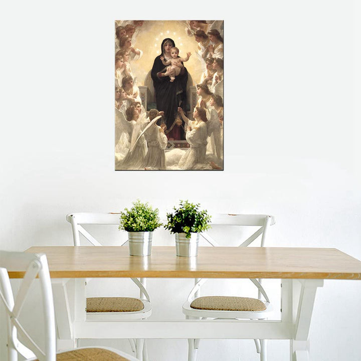 Virgin Mary and Christ Jesus Angel Paradise Lounge Wall Art Poster and Print Artwork for Living Room Wall Decor Wrapped Canvas Ready to Hang 12x16inch