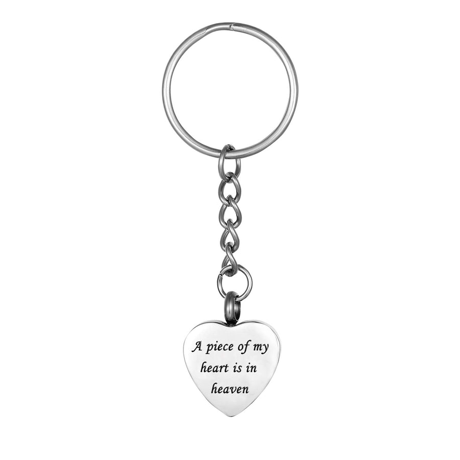 Stainless Steel Heart Cremation Urn Keychain Keepsake Memorial Ashes Keyring … (A Piece of My Heart is in Heaven)