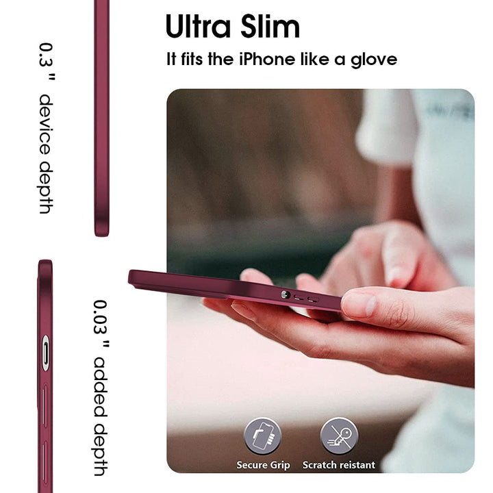 Compatible iPhone 13 Pro max Case Slim Fit Ultra-Thin [Guardian Series] Soft TPU Matte Finish Coating Phone Cases Lightweight Back Cover Grip for iPhone 13 Pro max 6.7 (2021)-Wine red