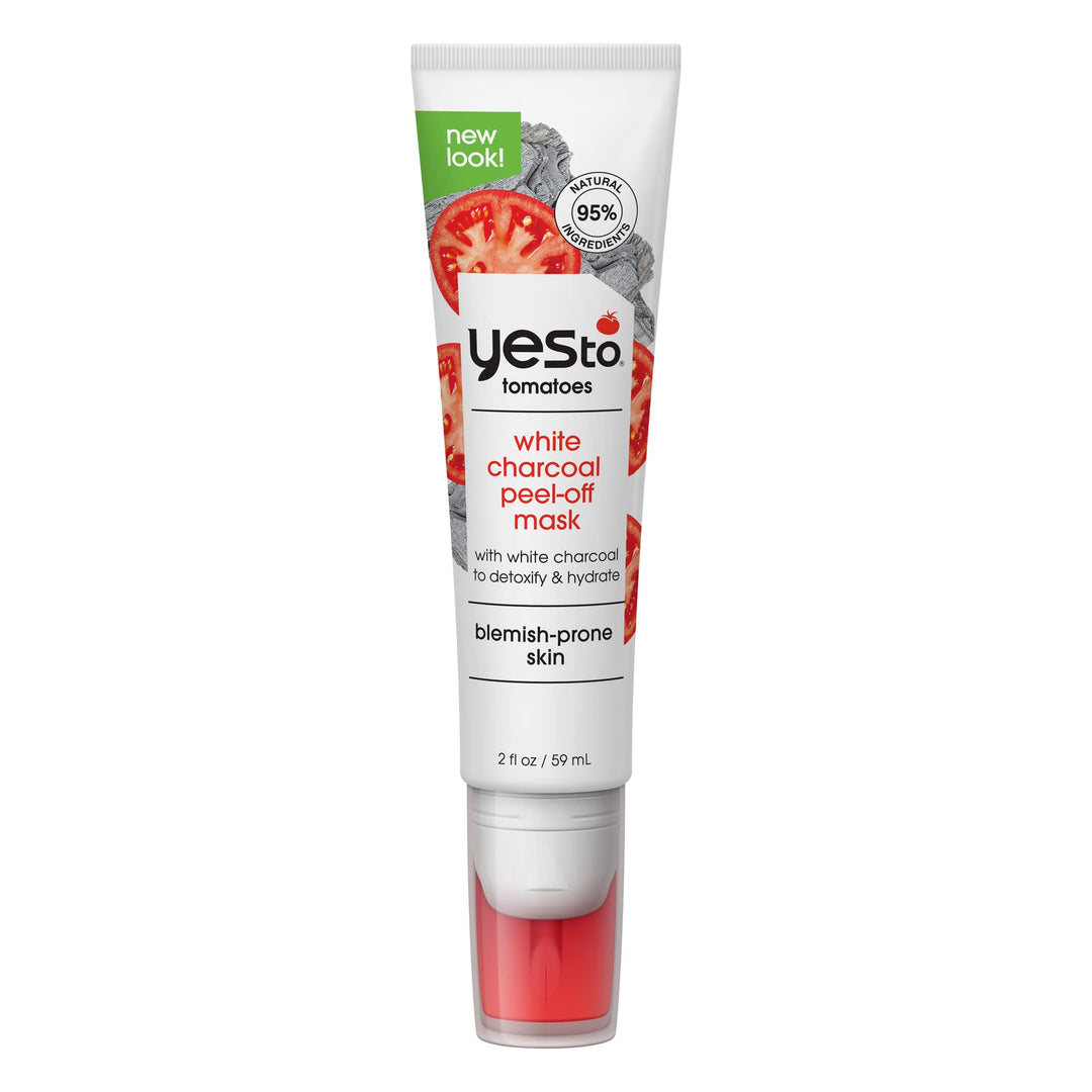 Yes To Tomatoes Clear Skin Detoxifying &amp; Hydrating White Charcoal PeelOff Mask Dry &amp; Sensitive Skin Detoxify &amp; Hydrate Skin Vegan 95% Natural Ingredients, Does Not Apply, 2 Fl Oz