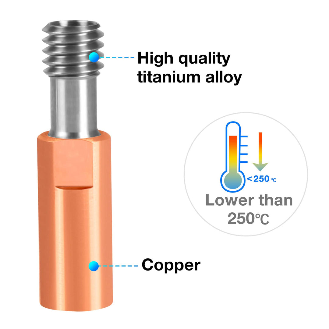 Ender 3 Heatbreak 4.1 Bore Titanium Alloy and Copper Throat Nozzle for Ender 3 V2,Ender 3 Pro,CR10 Series 3D Printer Hotend (Pack of 2Pcs)