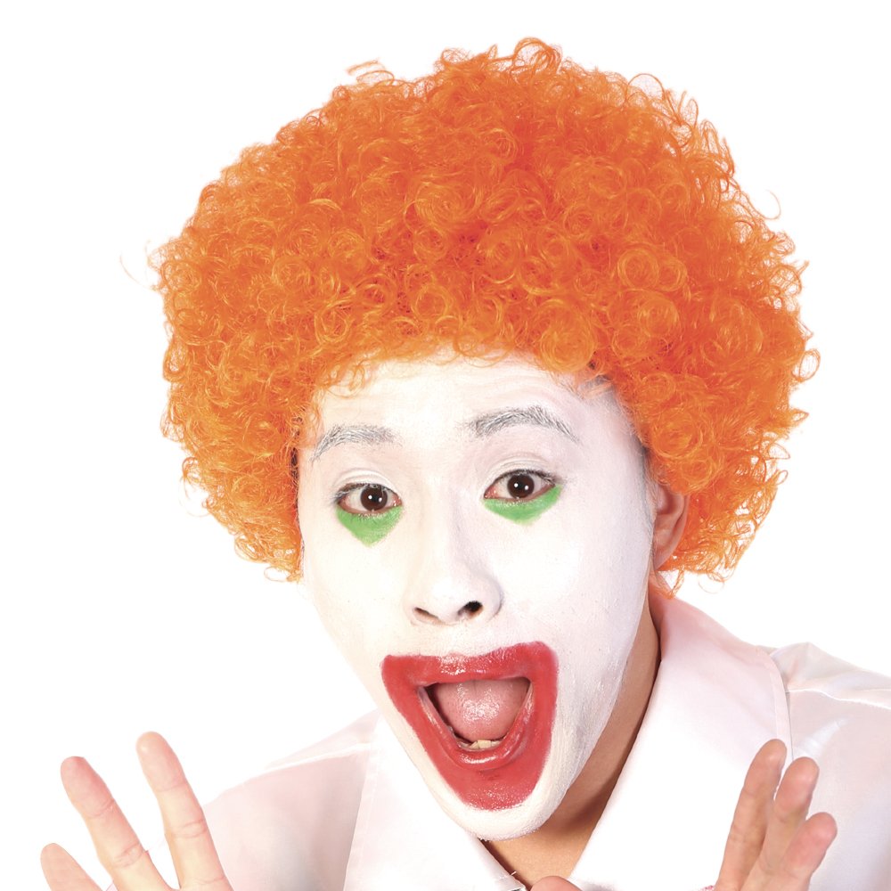 Orange: Funny Curly Afro Wig World Cup Football Fan Cosplay Wig Humor Clown Wig 6 Color (Orange)