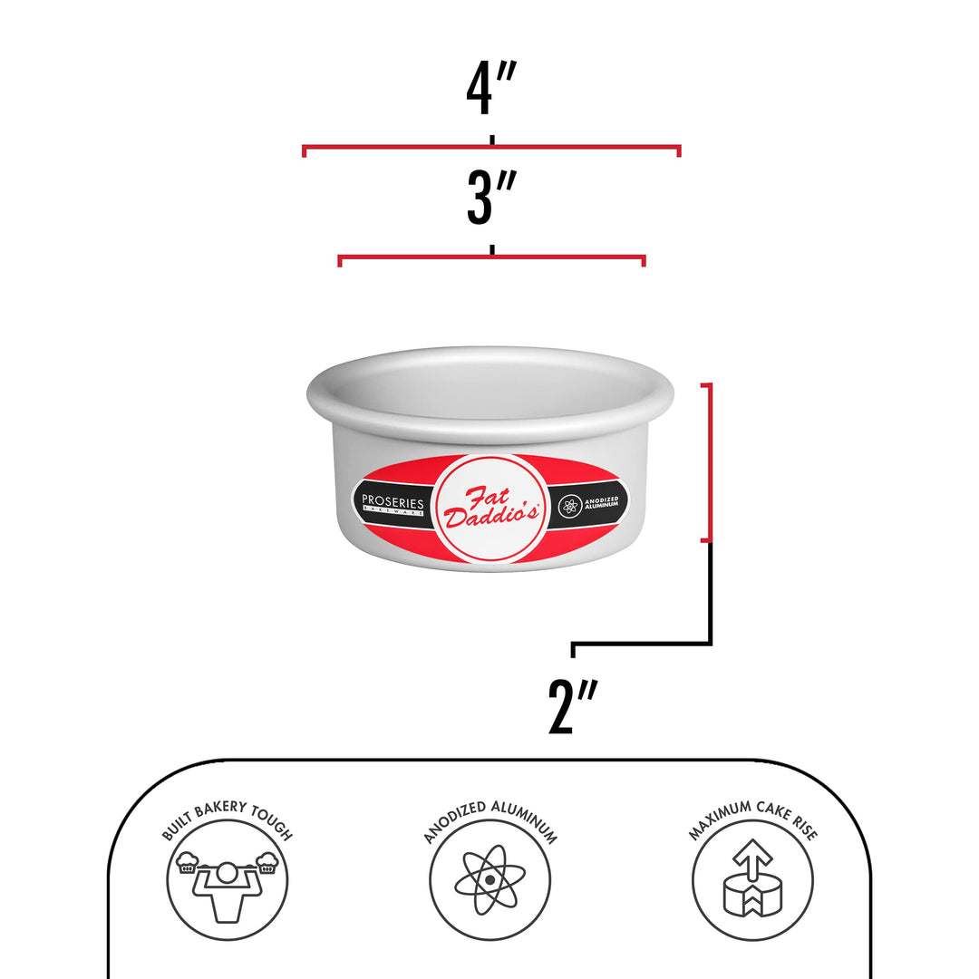 Fat Daddio&#39;s Round Cake Pan, 3 x 2 Inch, Silver