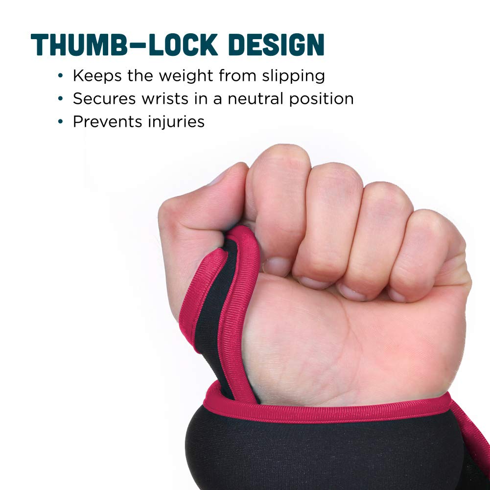 1 Pair of 2 lbs Wrist Weights Set with Thumblock Design, Great for Running Weightlifting Training Cardio Arm Exercise