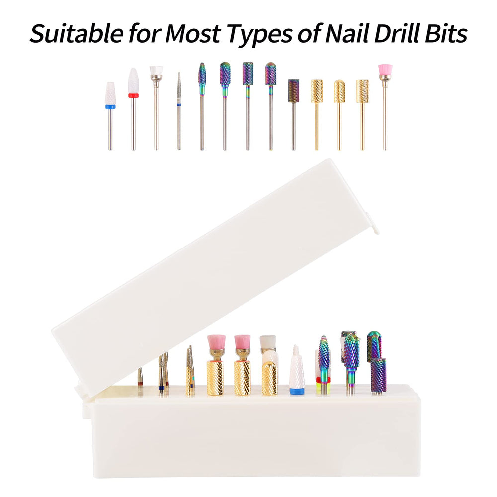 Nail Drill Bits Holder, 30 Holes Dustproof Efile Bit Organizer Case Container for Acrylic Nail Drill Bits Nail Efile Bits Manicure Tools (Not Included Nail Drill Bits)