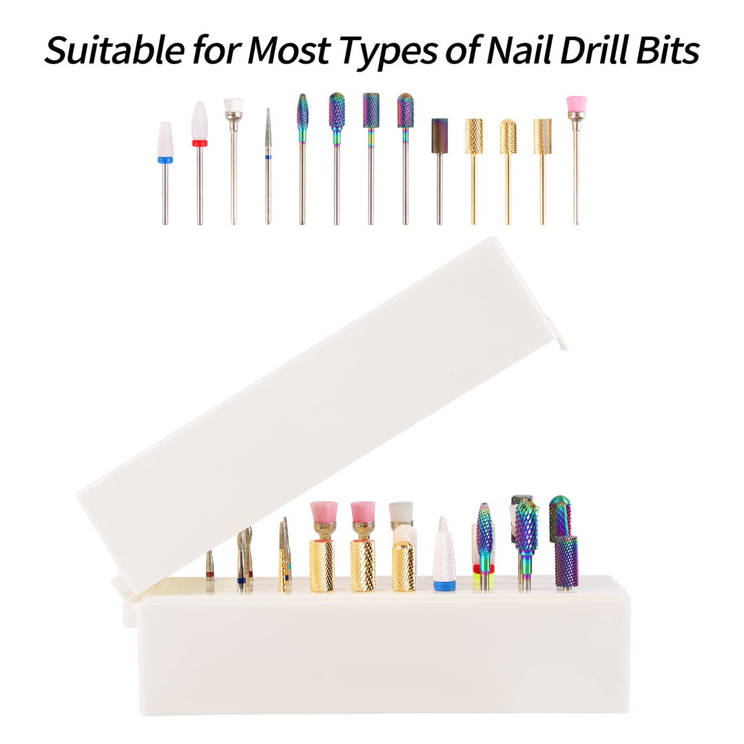 Nail Drill Bits Holder, 30 Holes Dustproof Efile Bit Organizer Case Container for Acrylic Nail Drill Bits Nail Efile Bits Manicure Tools (Not Included Nail Drill Bits)