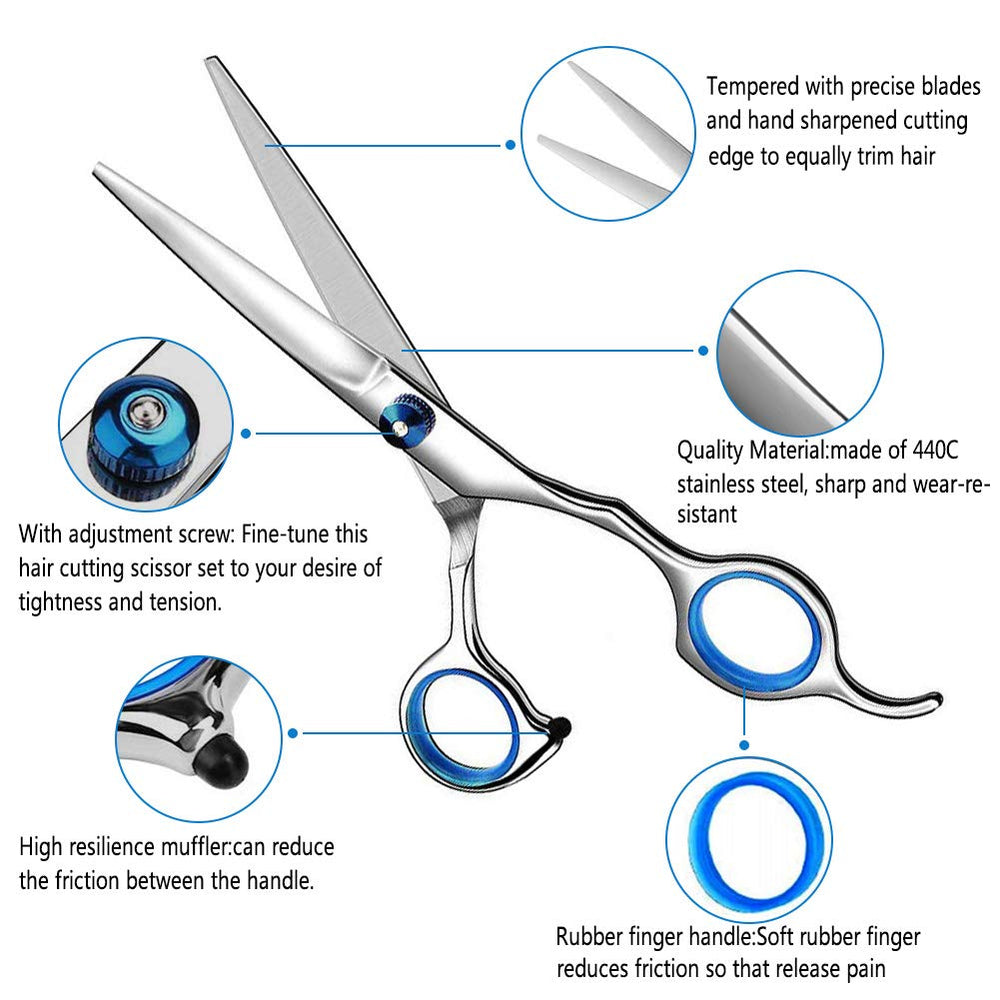 Barber Shears Hair Cutting Scissors, Stainless Steel Hairdressing Scissors Set for Barber Salon and Home, Pet Grooming