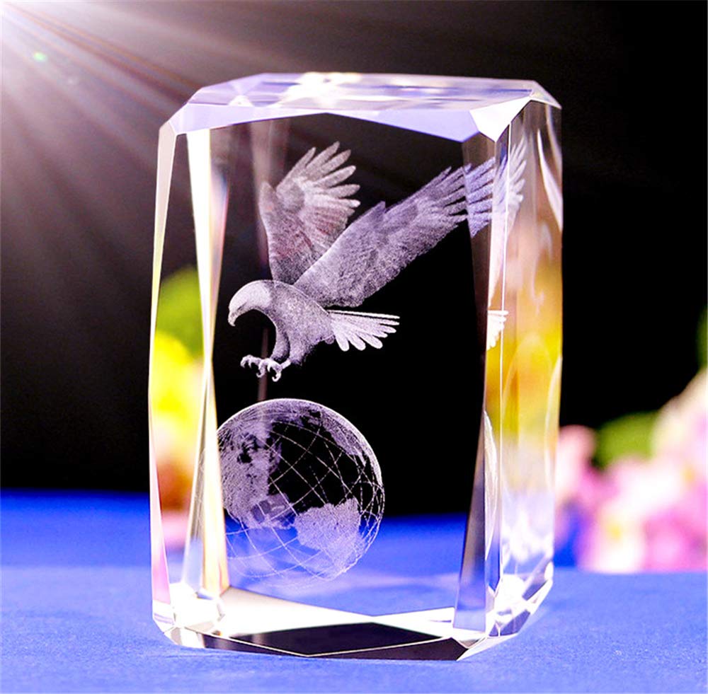 Crystal Glass Bald Eagle Statues and Figurines,3D Laser