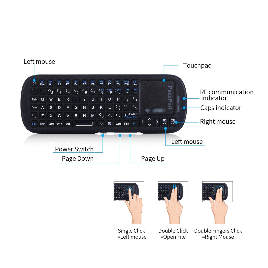 2.4G Mini Wireless Keyboard with Touchpad Mouse Combo, Lightweight Portable Keyboard Controller, Compatible with Android TV Box/PC/Tablets/PS4/Raspberry Pi 3/HTPC KP-810-19S
