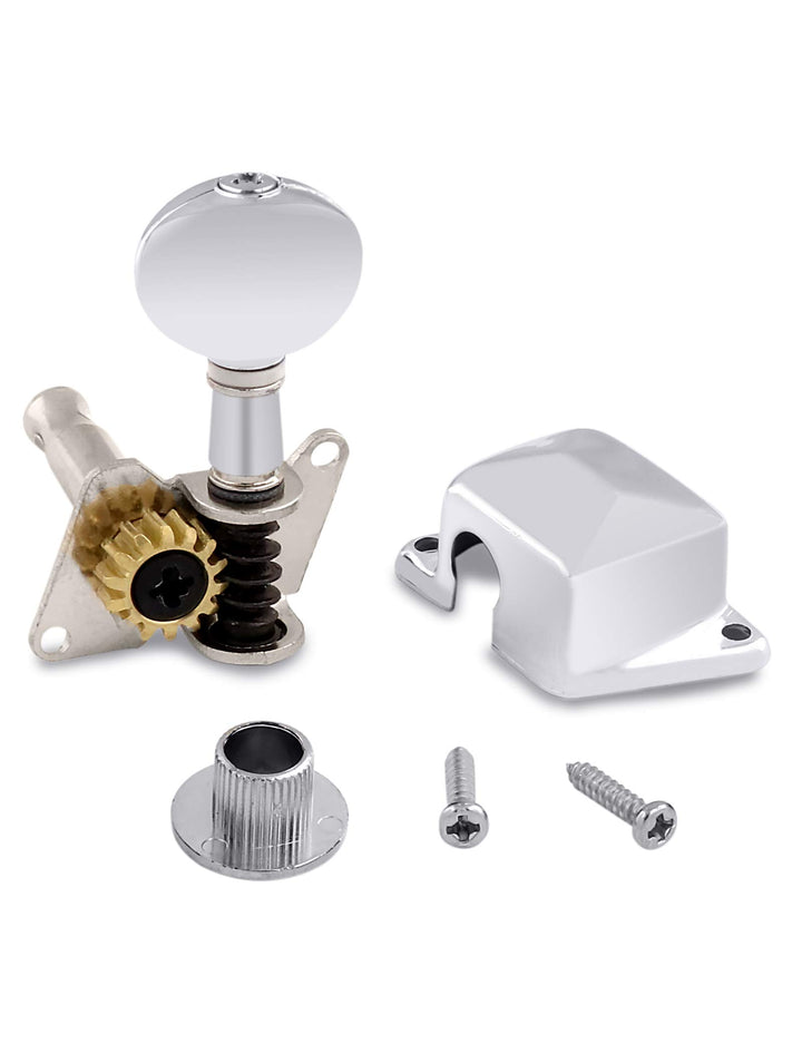 Guitar String Tuning Pegs Semiclosed Machine Heads Tuners Tuning Keys Oval Button 3 Left 3 Right for Electric Guitar or Acoustic Guitar Chrome.