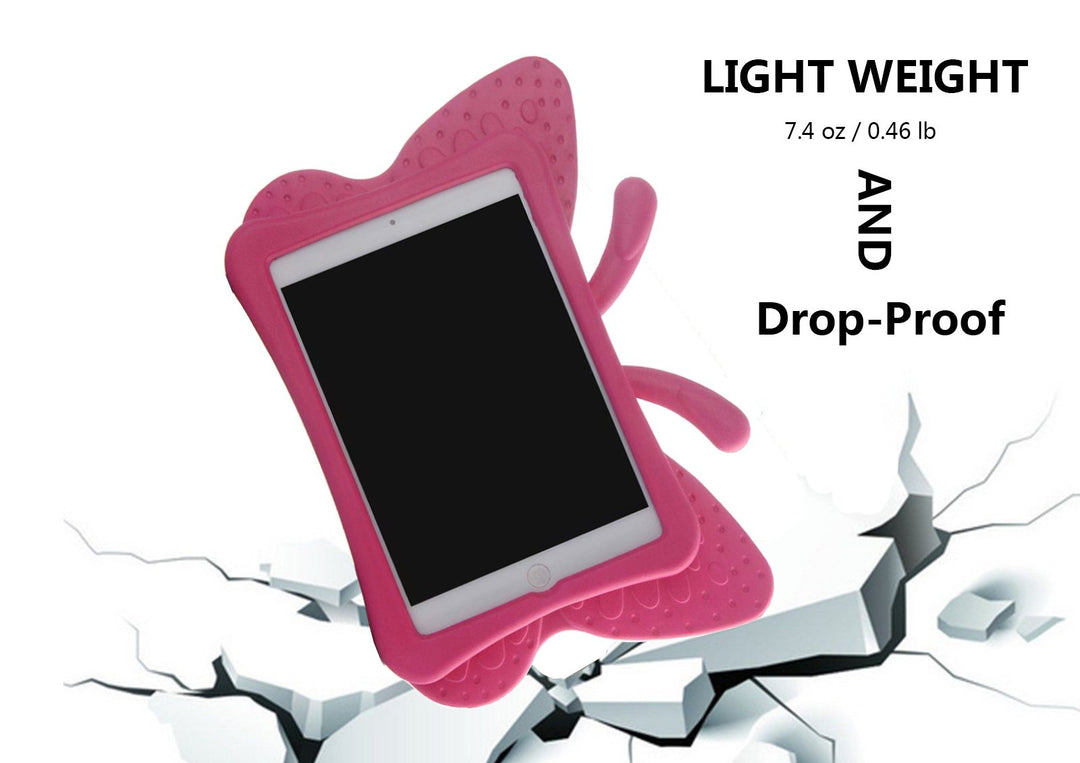 Kids Case for Apple iPad Mini 5/4/3/2/1 7.9 inch Only, Lightweight Shockproof EVA Foam Stand Cover for iPad Mini, Mini 5 (2019), Mini 4, iPad Mini 3rd Generation, Mini 2 Tablet - Butterfly Rose