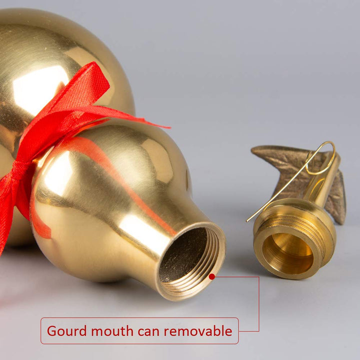 Golden Alloy Bagua Gourd Statue Feng Shui Taoist Deities H2.6” Hulu/Calabash/Wu Lou Figurine Home Garden Decor Health Prosperity PTZD035FBA