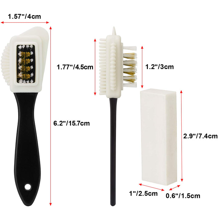 2 Sets of Suede Brush Brush & Nubuck 2 Pieces 4-Way Brush + 4 Eraser, Premium Shoe Cleaner Kit