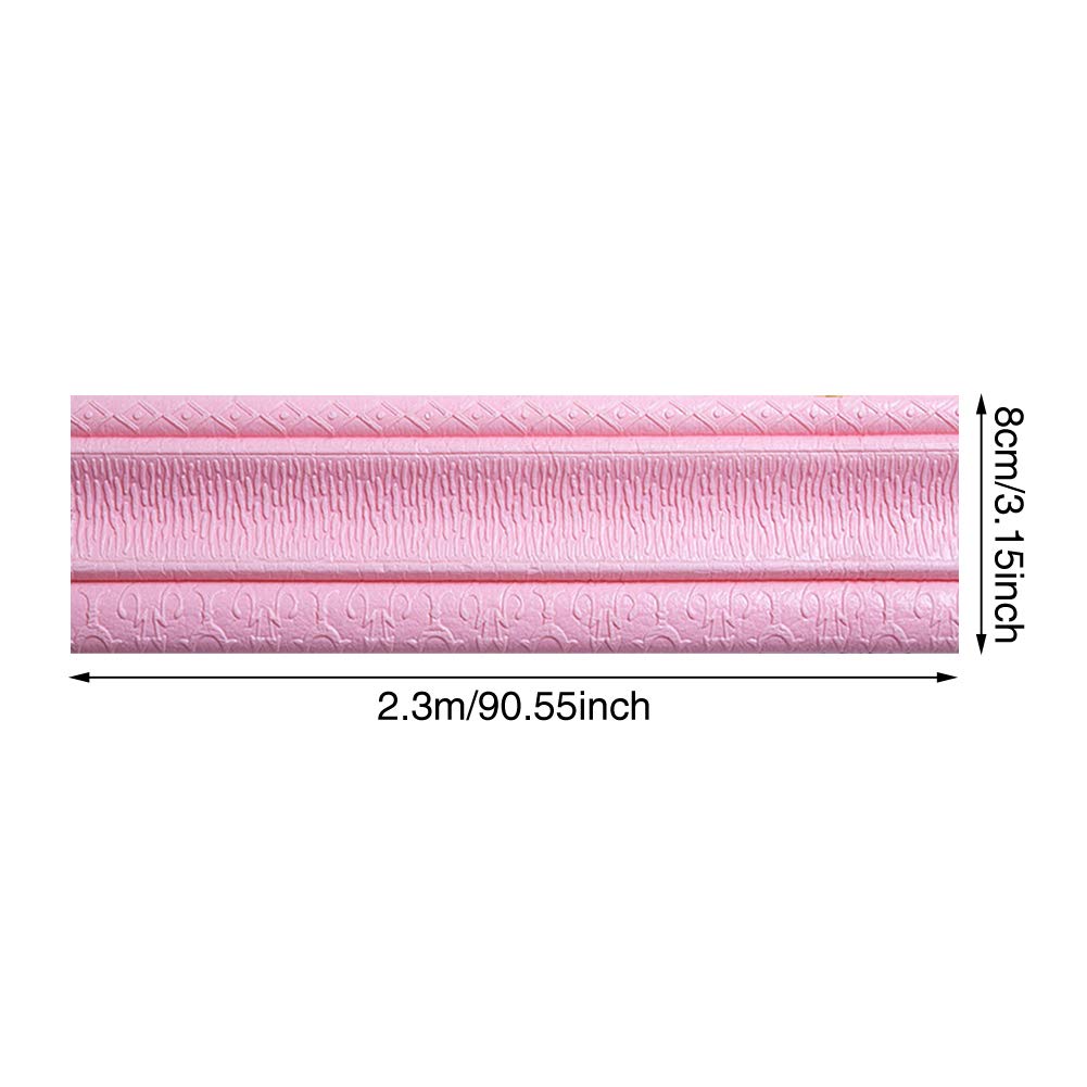 Wall Sticker Border Self-Adhesive 3D Pattern Sticker Wallpaper Borders Home Decor for Floor Ceiling Window Wall DIY Decoration (3.15x90.55inch)