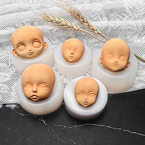 10Pcs Human Face Silicone Molds for DIY Cake Fondant Biscuit Sugar Pudding Chocolate Hard Candies Dessert Candle Decor Chocolate Polymer Clay