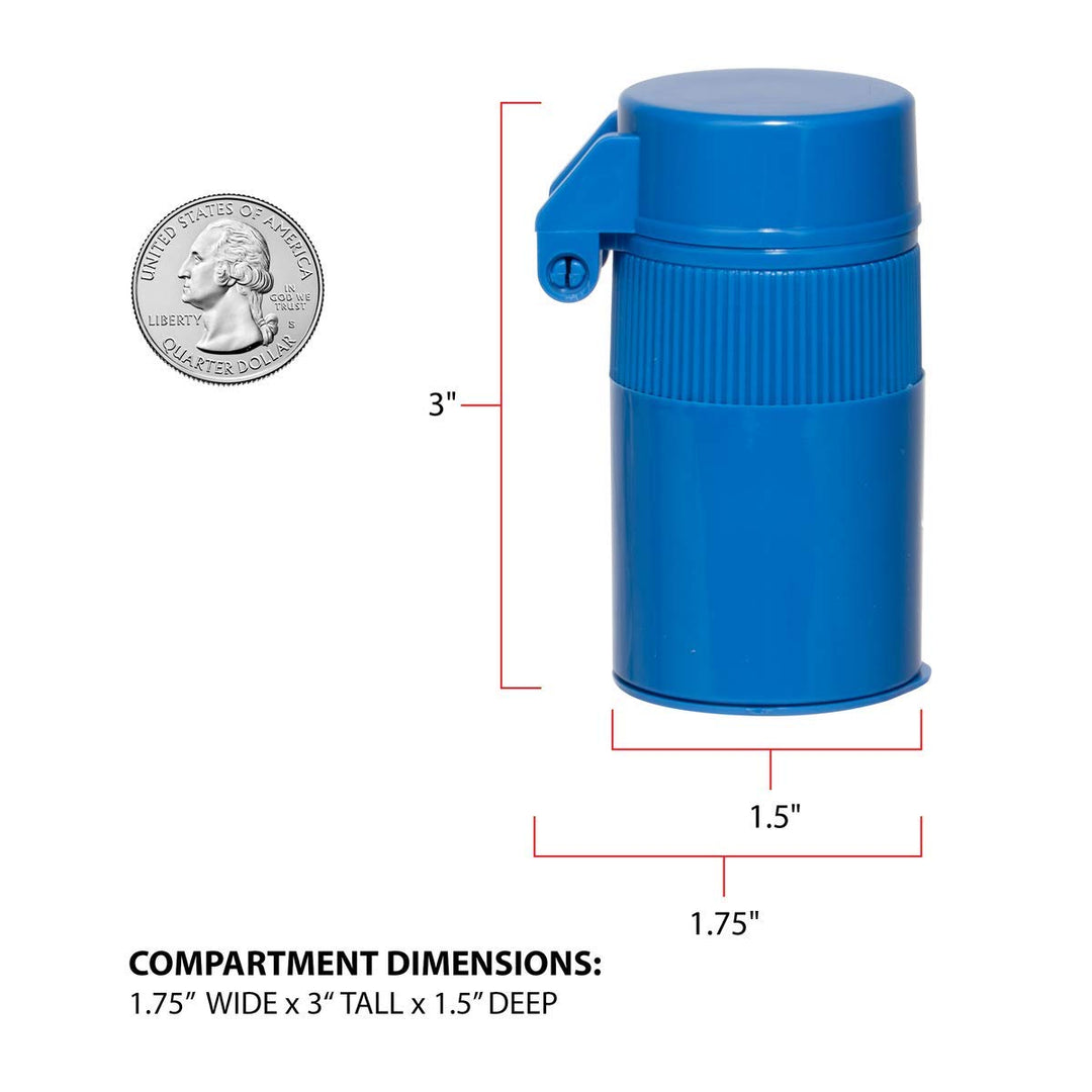 EZY DOSE 3 Compartment Pill Crusher, Cutter and Grinder, Daily Usage, Safely Cut Pills, Vitamins, Tablets, Accurate and Easy Cutting, Stainless Steel Blade, Removable Drinking Cup, Blue, BPA Free