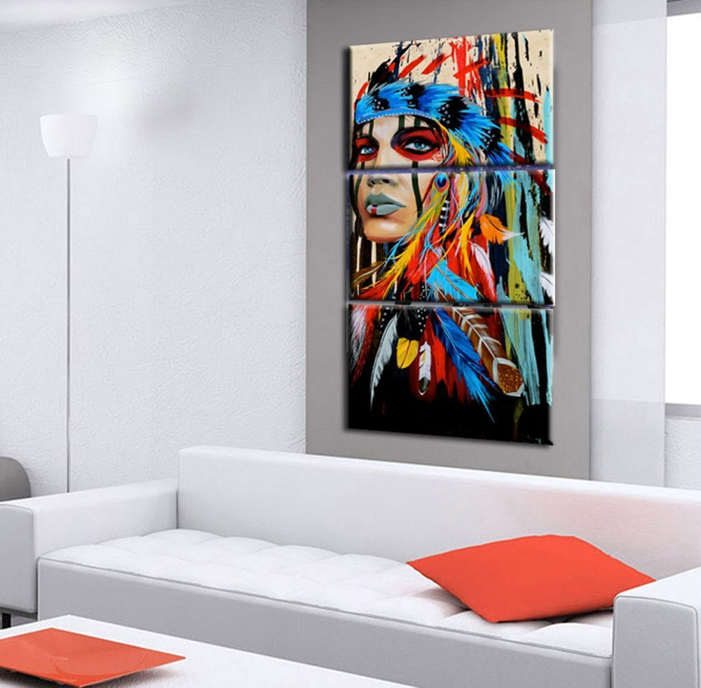 Meiji Native American Painting Indian Canvas Wall Art I