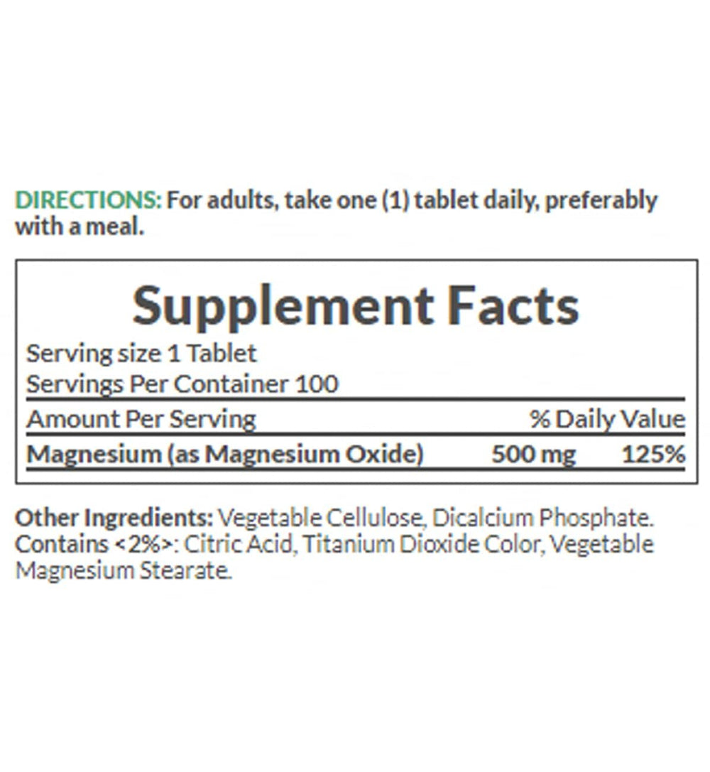 Nature's Bounty Magnesium 500 mg Tablets 100 Ea