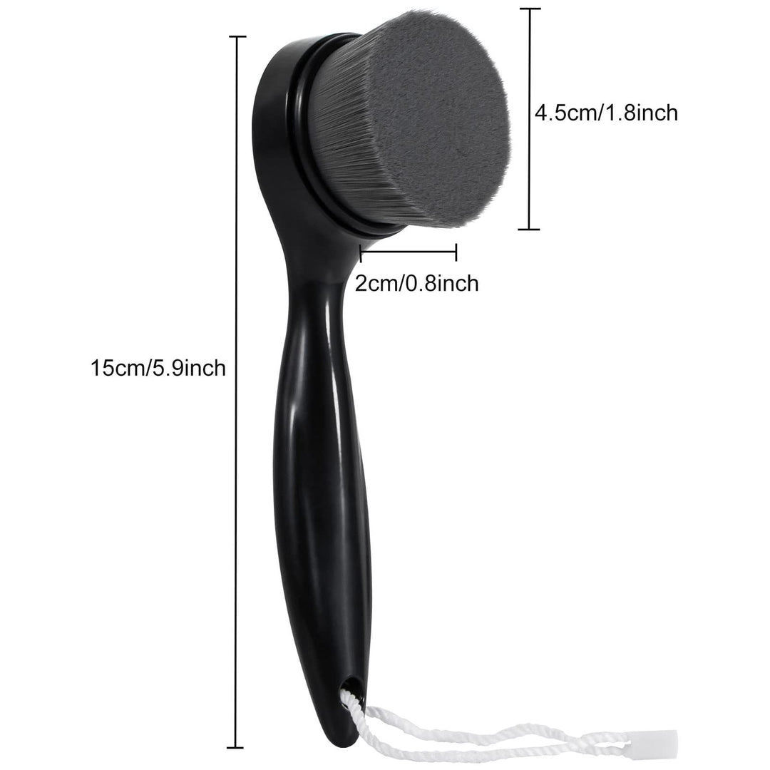 2 Pack Soft Bristle Facial Cleansing Brush for Deep Pore Cleaning, Face Exfoliating Scrub Brush with Bamboo Charcoal Bristle for Face Cleansing Skincare, Massage, Black