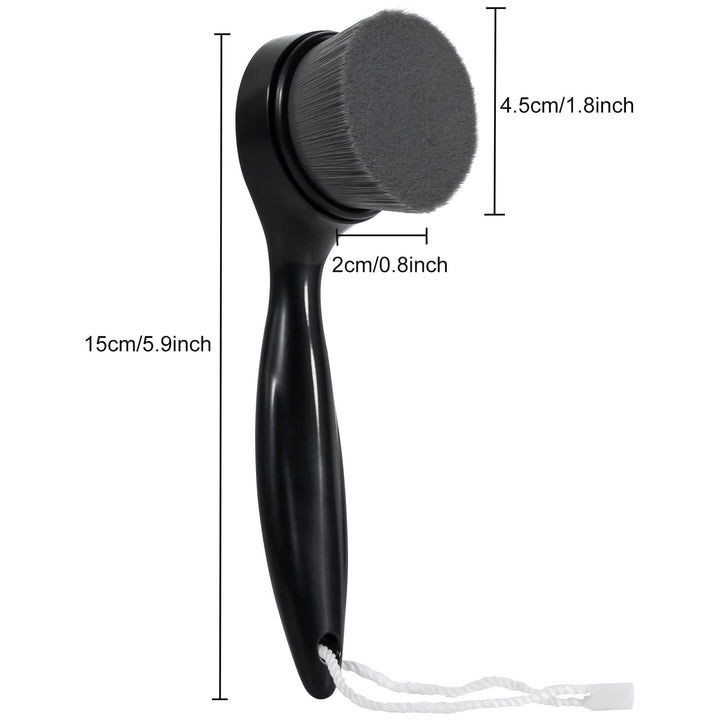 2 Pack Soft Bristle Facial Cleansing Brush for Deep Pore Cleaning, Face Exfoliating Scrub Brush with Bamboo Charcoal Bristle for Face Cleansing Skincare, Massage, Black