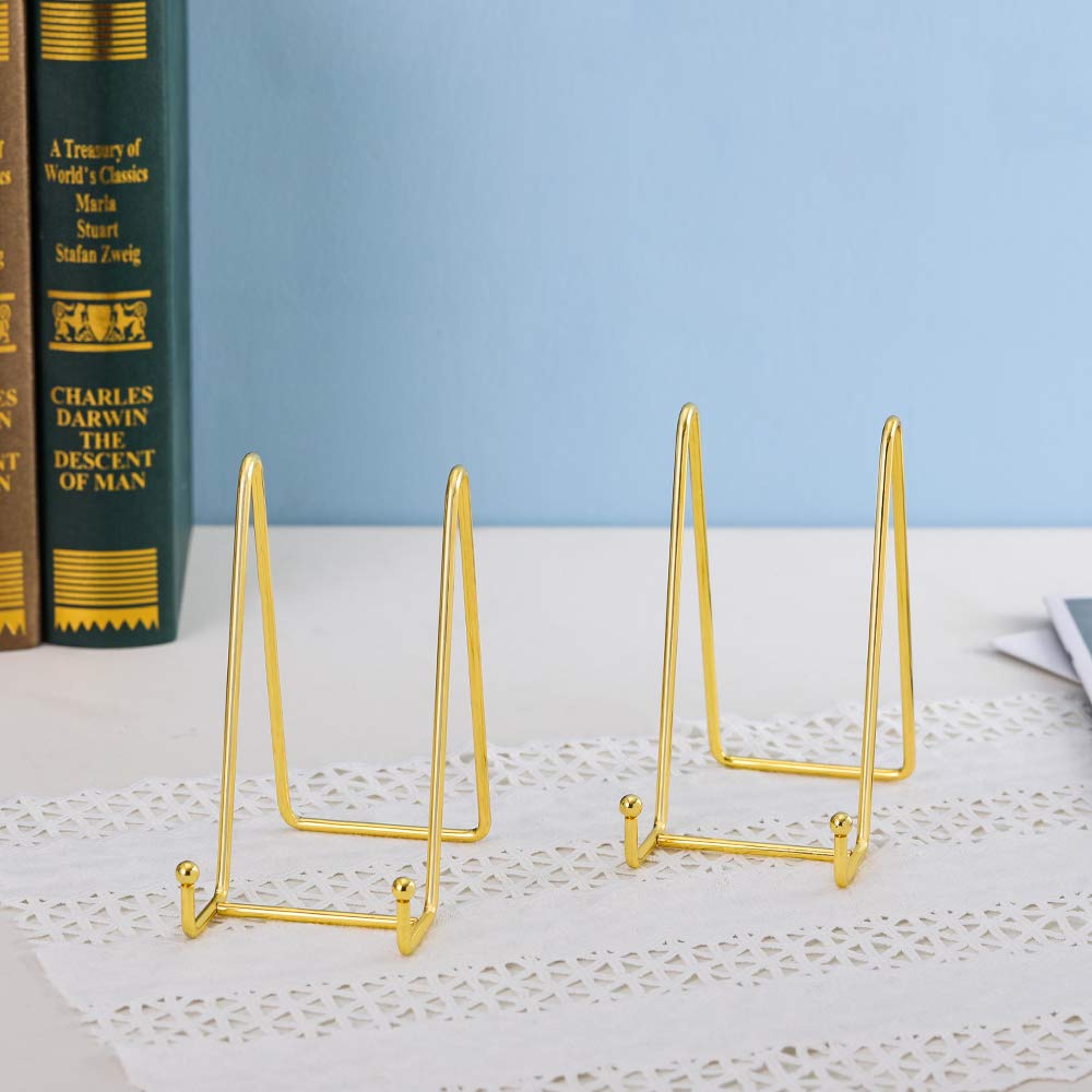 Plate Stands for Display - Plate Holder Display Stand Table Easel Picture Frame Stand Display Photo|Decorative Plate |Dish | Tabletop Art-6inch-Gold
