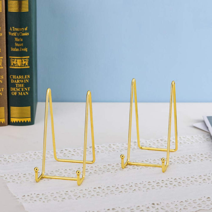 Plate Stands for Display - Plate Holder Display Stand Table Easel Picture Frame Stand Display Photo|Decorative Plate |Dish | Tabletop Art-6inch-Gold