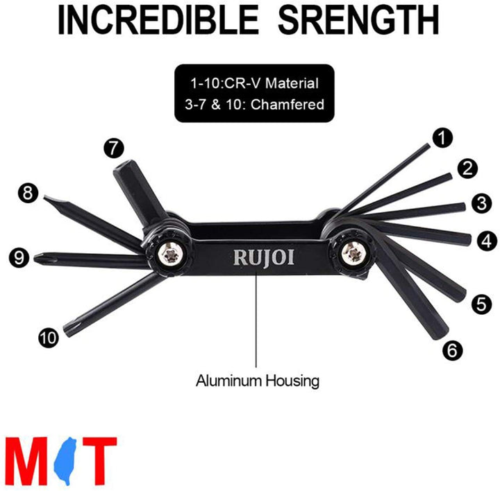 14-in-1 Bike Multi Tool with Chain Breaker Tool Kit,Bike Repair Tool Set with Allen,Torx Wrench,Phllips and Flat Screw.Bike Tool with Chain Quick Link for Mountain, Road Bicycle