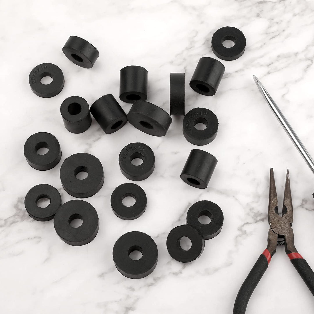 20pcs Round Rubber Spacer, 4 Sizes Neoprene Spacer Multi Purpose Thick Rubber Grommets Anti Vibration Black Rubber Washers Kit for Home Car Accessories