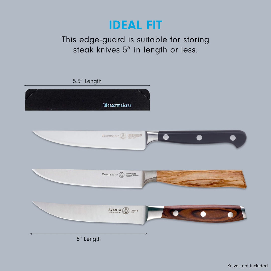 6-Piece Steak Knife Edge-Guard, Black - Fashionable &amp; Functional Knife Protector for Steak Knives - 2 Blade Entry Notches - Includes 6 Steak Knife Edge Guards