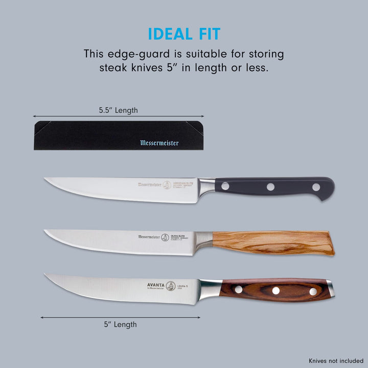 6-Piece Steak Knife Edge-Guard, Black - Fashionable &amp; Functional Knife Protector for Steak Knives - 2 Blade Entry Notches - Includes 6 Steak Knife Edge Guards