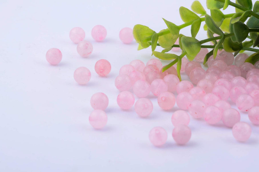 Natural Stone Beads 100pcs 8mm Rose Quartz Round Genuine Real Stone Beading Loose Gemstone Hole Size 1mm DIY Charm Smooth Beads for Bracelet Necklace Earrings Jewelry Making (Pink Rose Quartz, 8mm)