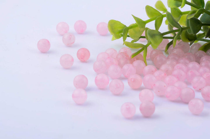 Natural Stone Beads 100pcs 8mm Rose Quartz Round Genuine Real Stone Beading Loose Gemstone Hole Size 1mm DIY Charm Smooth Beads for Bracelet Necklace Earrings Jewelry Making (Pink Rose Quartz, 8mm)