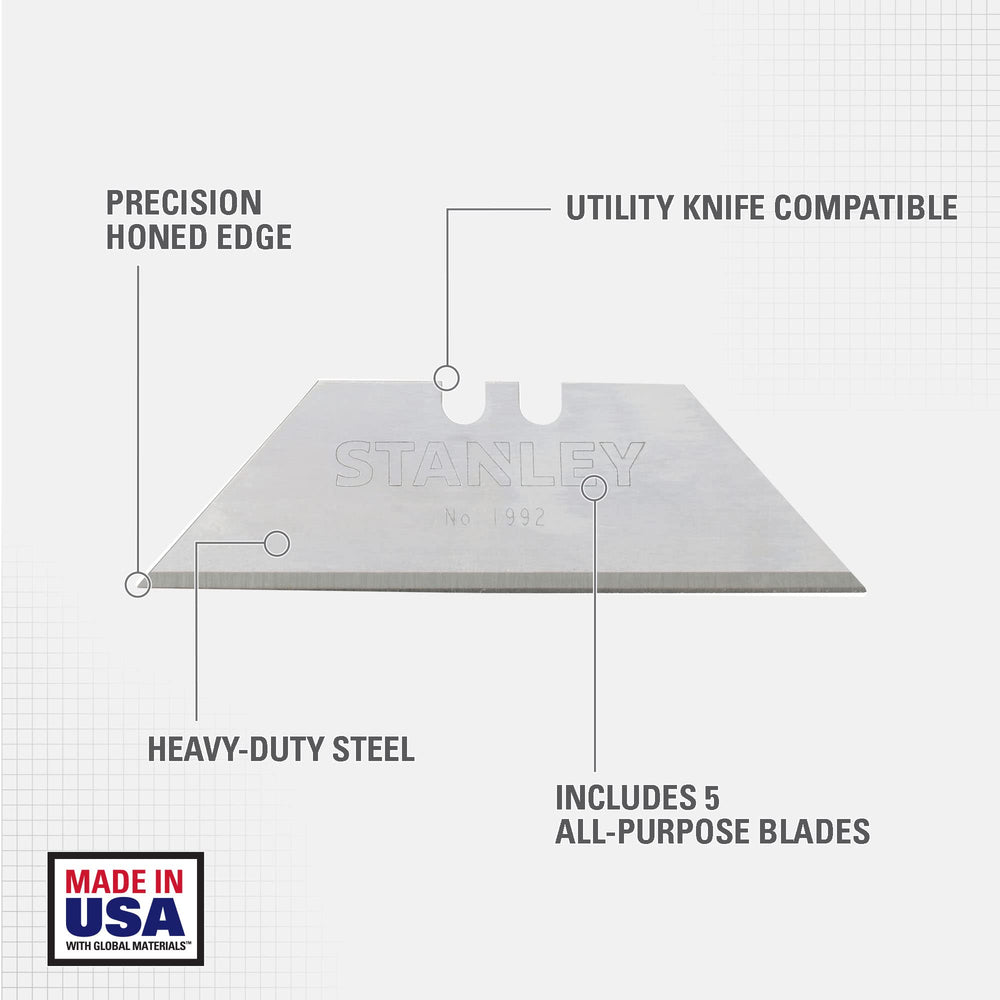 STANLEY Utility Knife Blades, Heavy Duty, 50-Pack (11-9