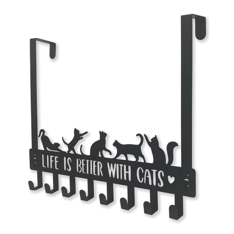 Over The Door Hooks Hanger, Door Coat Rack, Black Cat Gifts for Cat Lovers, 8 Hooks Decorative Towel Rack Organizer, Door Hanger Hook, Cat Decor for Cat Lovers, Cat Bathroom Accessories, Black