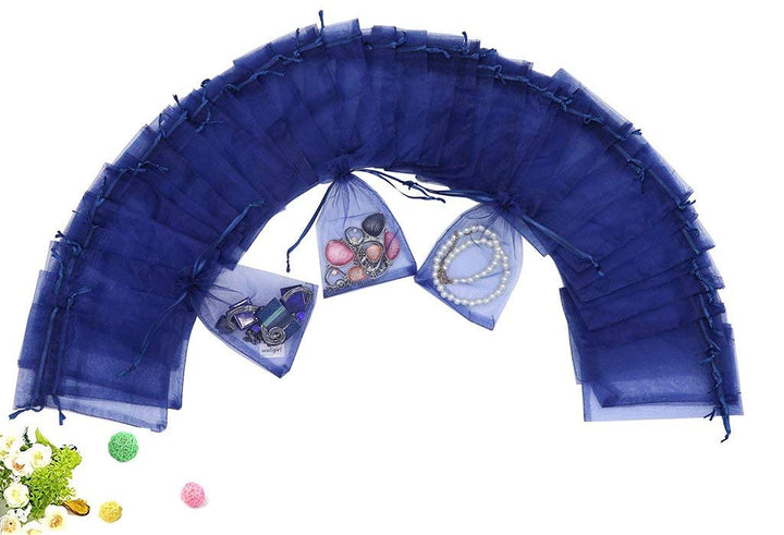 Outdoorfly 100PCS Drawstring Organza Bags 4x6 Sheer Jew