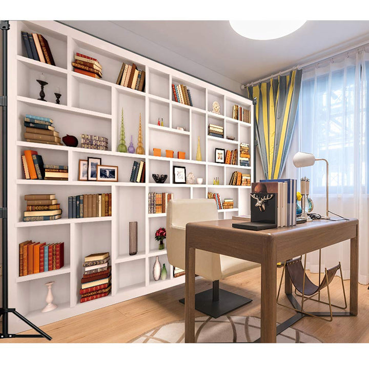 Maijoeyy 7x5ft White Bookshelf Backdrop Bookcase Backdr