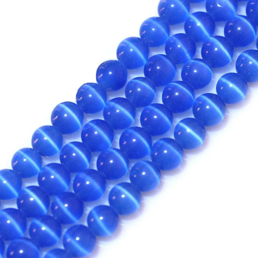 60pcs 6mm Royal Blue Cat Eye Beads Round Loose Gemstone Beads for Jewelry Making DIY Bracelet Necklace