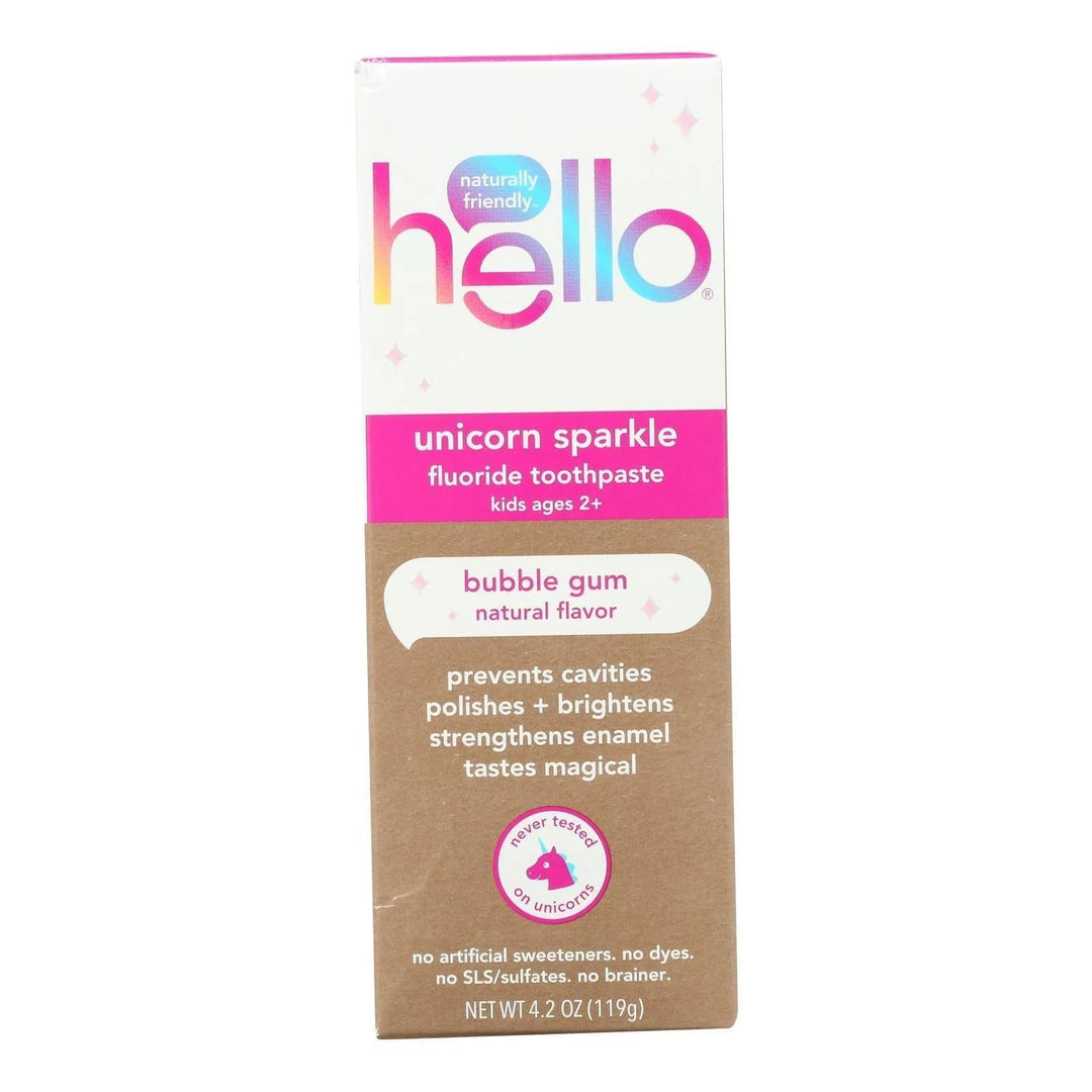 HELLO Bubblegum Unicorn Sparkle Toothpaste for Kids, 4.