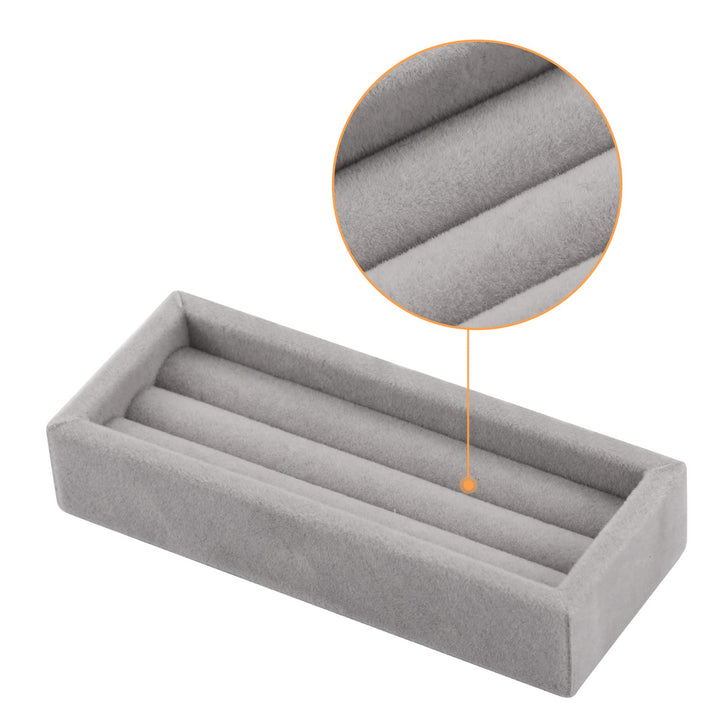 2 Slots Velvet Small Ring Organizer Set of 2 Earrings Trays Showcase Display Storage Insert Holder for Jewelry Box, Drawer, Dresser