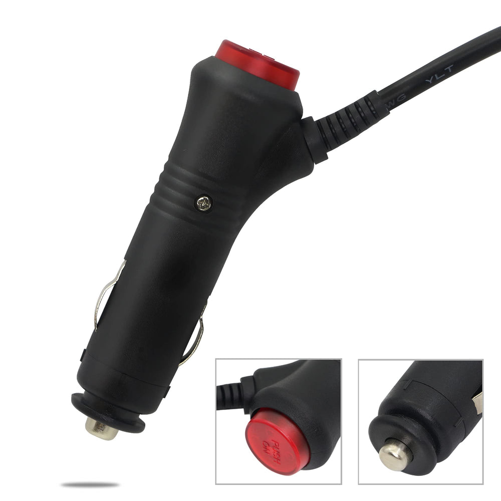 12V DC Car Charger Auto Power Supply 22AWG with Switch Button Cable DC 5.5mm x 2.1mm to Car Cigarette Lighter Male Plug Cable with Indicator Light(3M)
