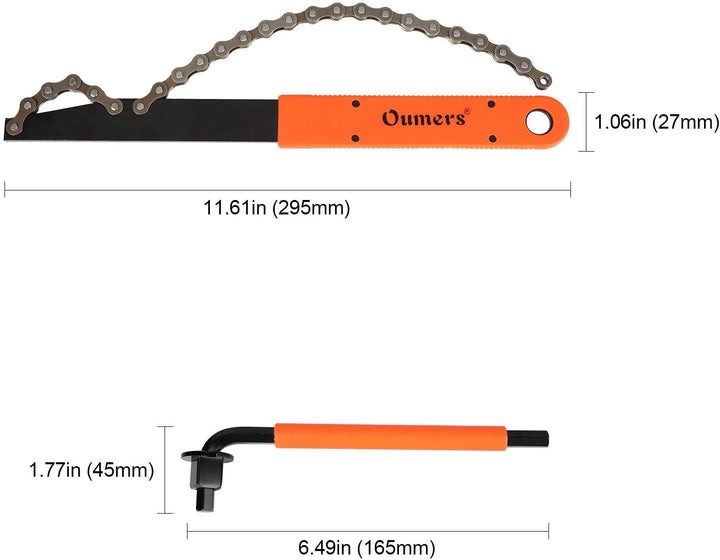 Bike Cassette Removal Tool with Chain Whip and Auxiliary Wrench Bicycle Sprocket Removal Tools, Bicycle Cassette Lock Ring Removal Freewheel Remover Wrench Sprocket Remover