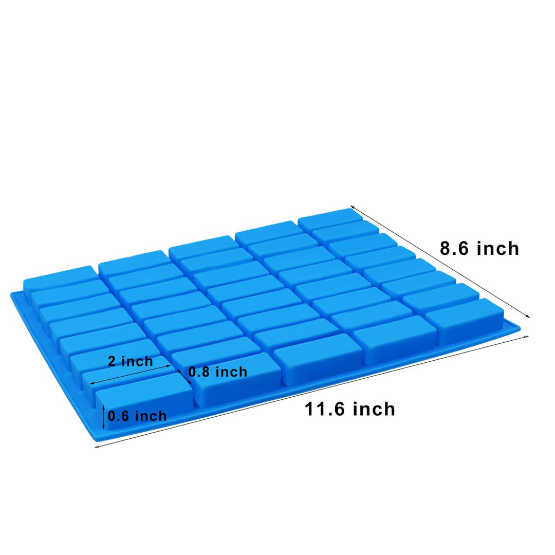 2 pack 40 Cavity Narrow Rectangle Silicone Caramel Candy Molds Chocolate Bar Mold for Truffles, Ganache, Jelly, Praline, Brownie, Butter, Ice Cube Tray
