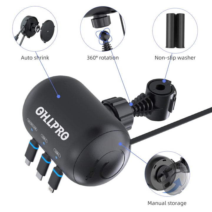OHLPRO Multi Car Retractable Backseat 3 in 1 Car Chargi