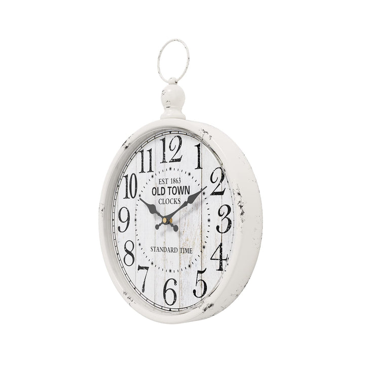 Menterry Retro Round Wall Clock. White Vintage Antique 