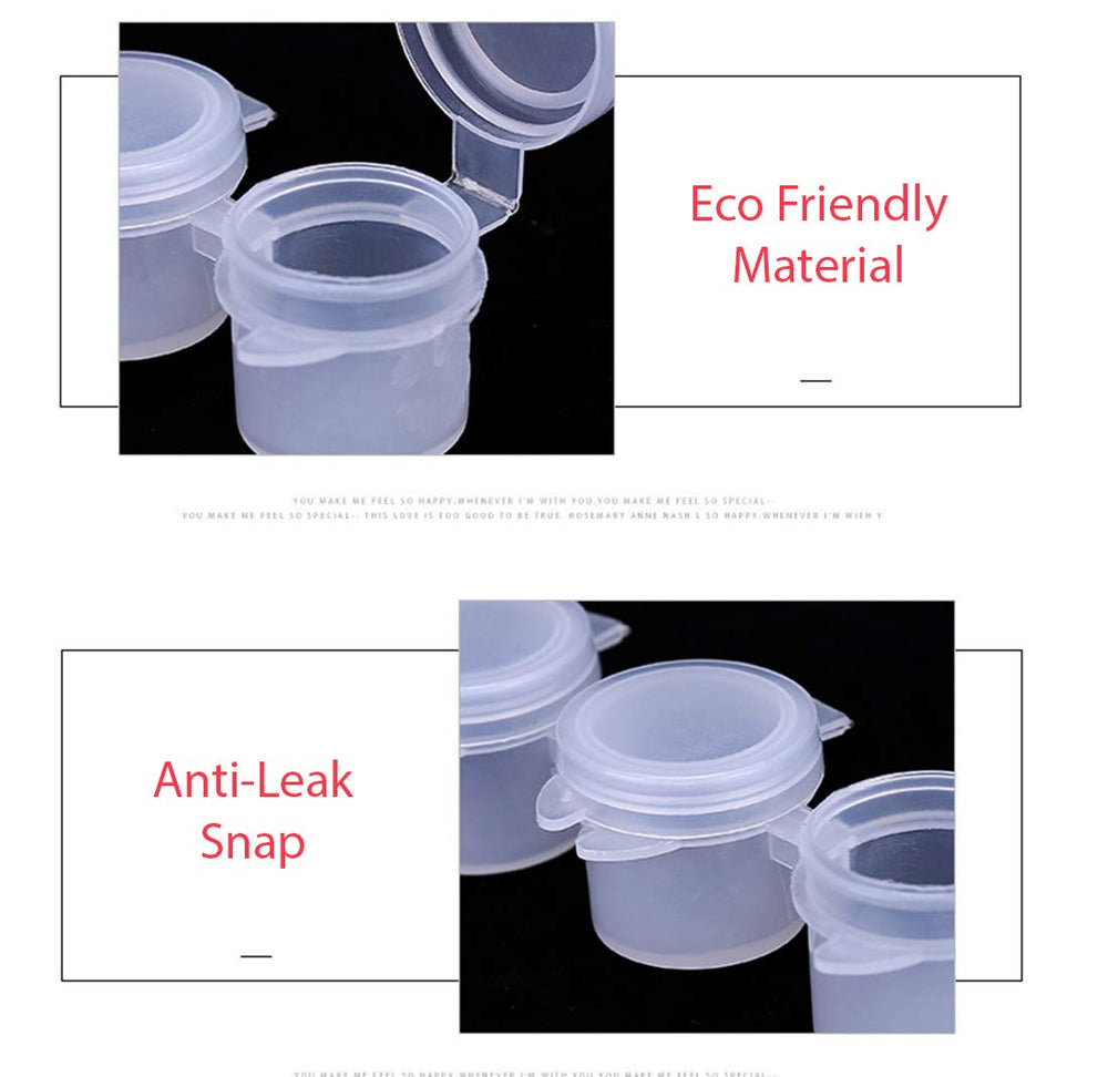 VeeDoo 48 Empty Paint Pots Container with Lids – 3ml/0.1oz Small Mini Clear Art Craft Plastic Pod Storage for School, Summer Camp Supplies, Birthday (Pack of 8 Cups/Strip, 6 Strips)