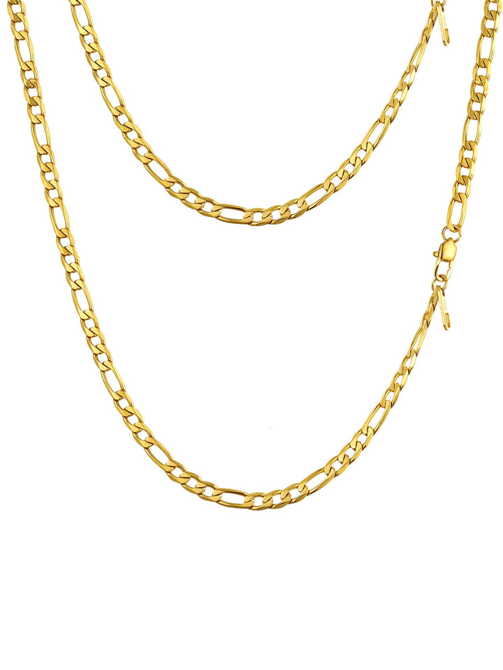 Figaro Gold Chain Link Necklace Neck Chains for Men 26 Inch Trendy Stainless Steel Necklaces